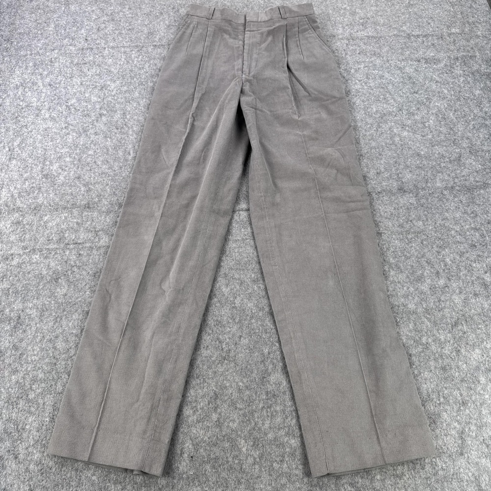 Orvis Pants Womens Size 8 Grey Corduroy Pleated High Rise Straight Leg Made USA